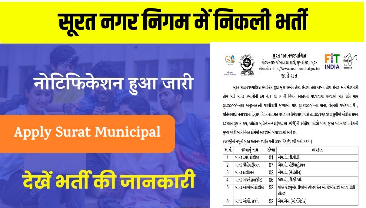 Surat Municipal Corporation Jobs Bharti 2024 | सूरत नगर निगम में निकली भर्ती, Apply Now