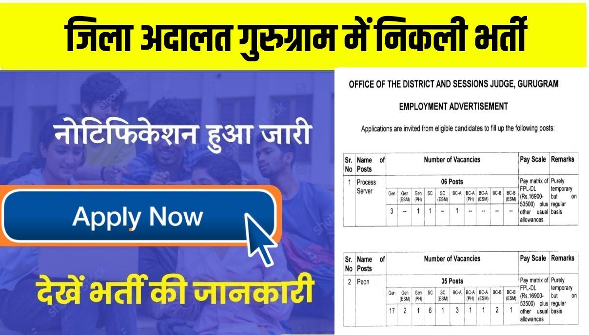 District Court Gurugram Bharti 2024 | जिला अदालत गुरुग्राम में निकली भर्ती, Apply Now